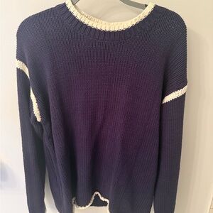 Women's Navy Sweater with White Accents